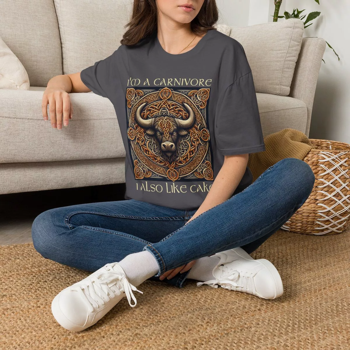 I'm A Carnivore Bull Artwork T-Shirt | Celtic Bull Illustration