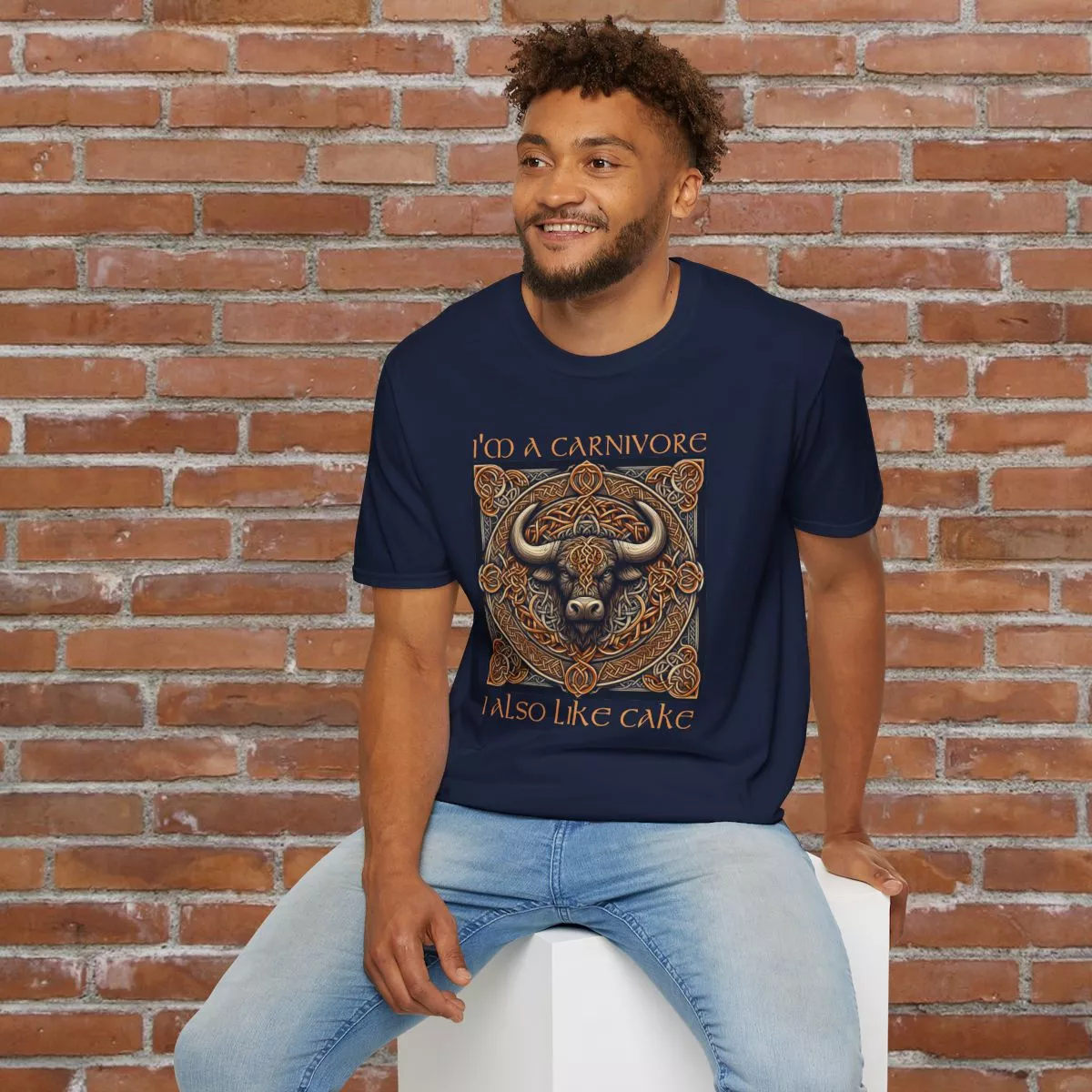 I'm A Carnivore Bull Artwork T-Shirt | Celtic Bull Illustration
