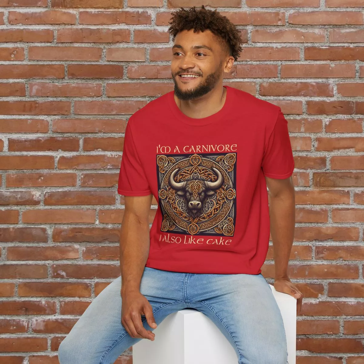 I'm A Carnivore Bull Artwork T-Shirt | Celtic Bull Illustration