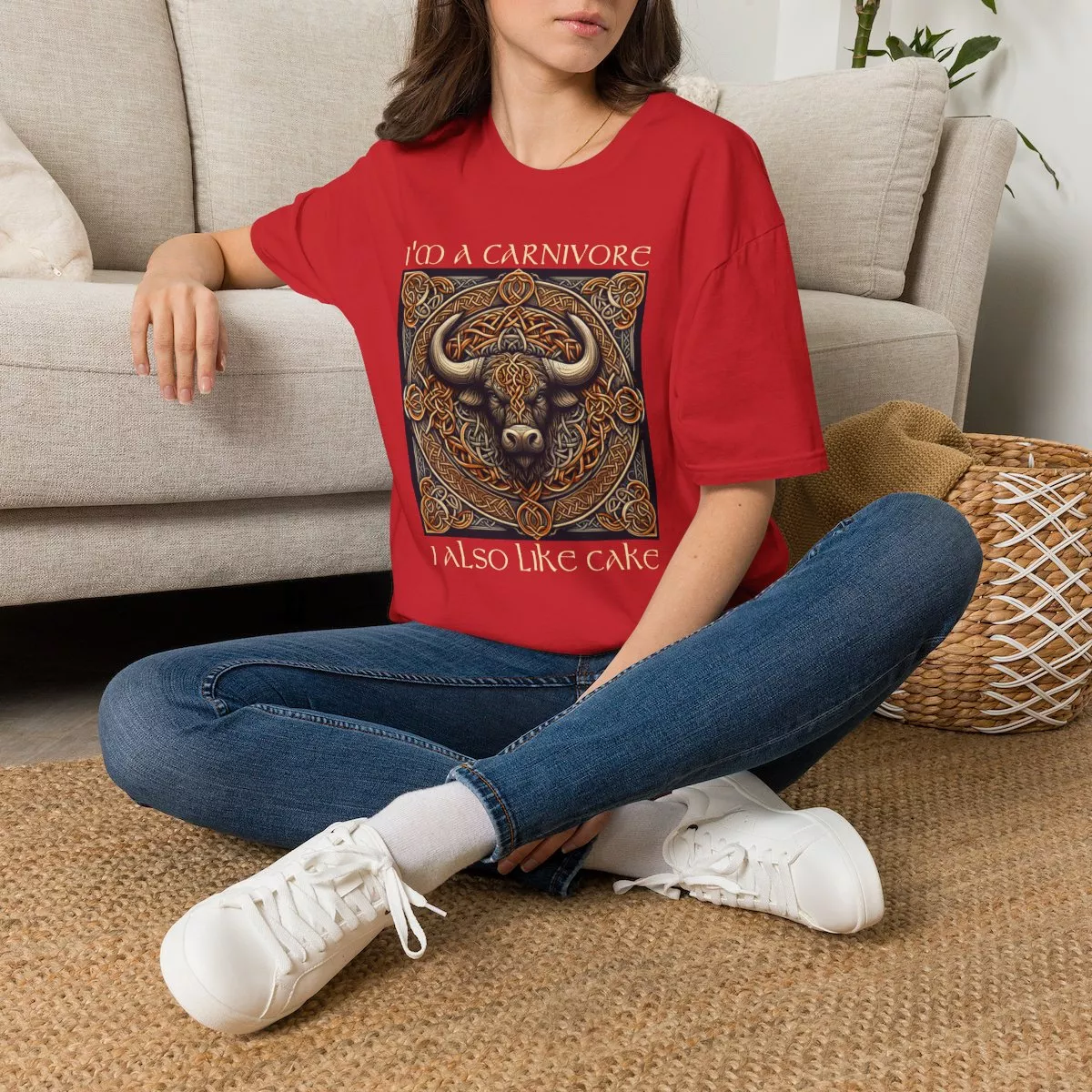 I'm A Carnivore Bull Artwork T-Shirt | Celtic Bull Illustration
