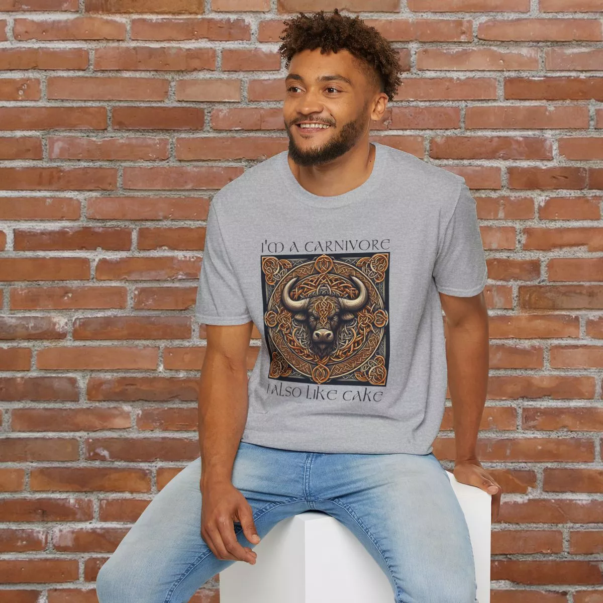 I'm A Carnivore Bull Artwork T-Shirt | Celtic Bull Illustration