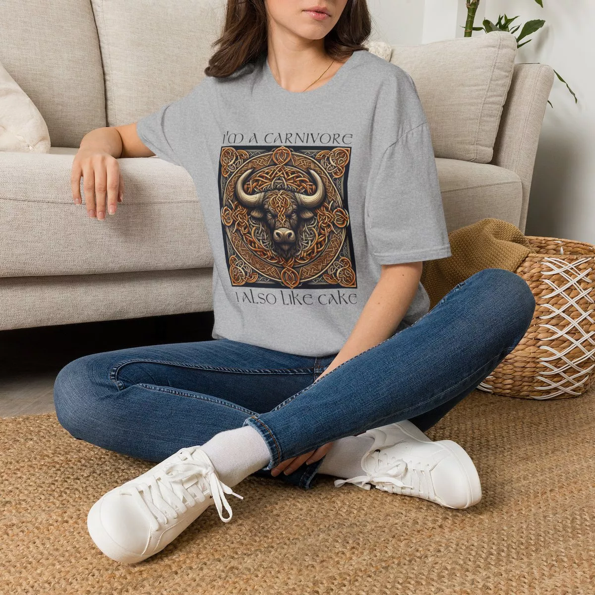 I'm A Carnivore Bull Artwork T-Shirt | Celtic Bull Illustration