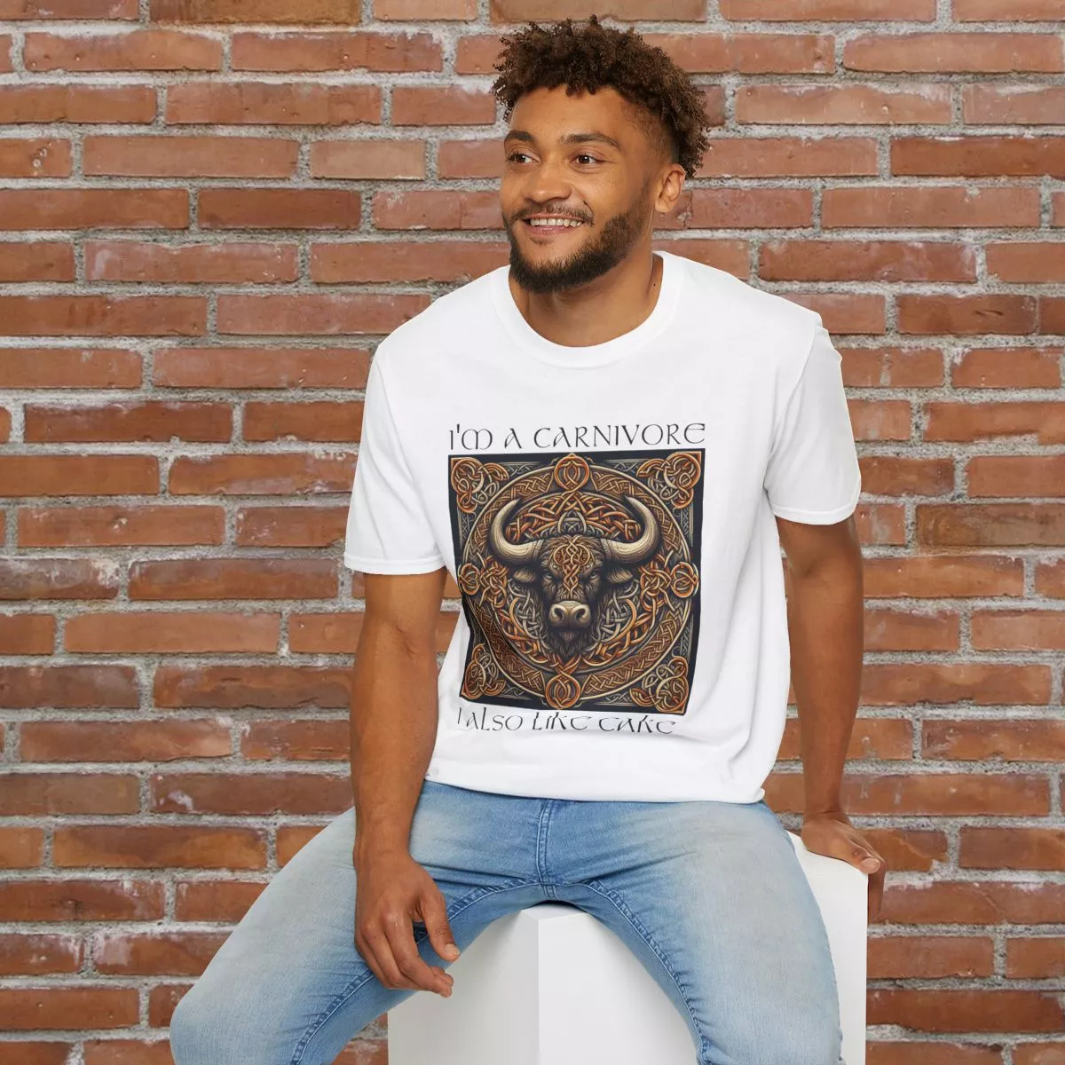 I'm A Carnivore Bull Artwork T-Shirt | Celtic Bull Illustration