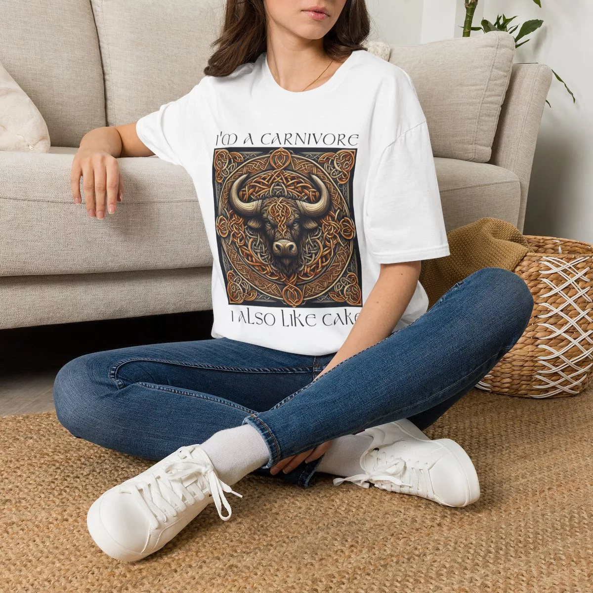 I'm A Carnivore Bull Artwork T-Shirt | Celtic Bull Illustration