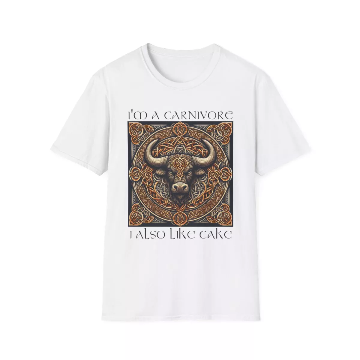 I'm A Carnivore Bull Artwork T-Shirt | Celtic Bull Illustration