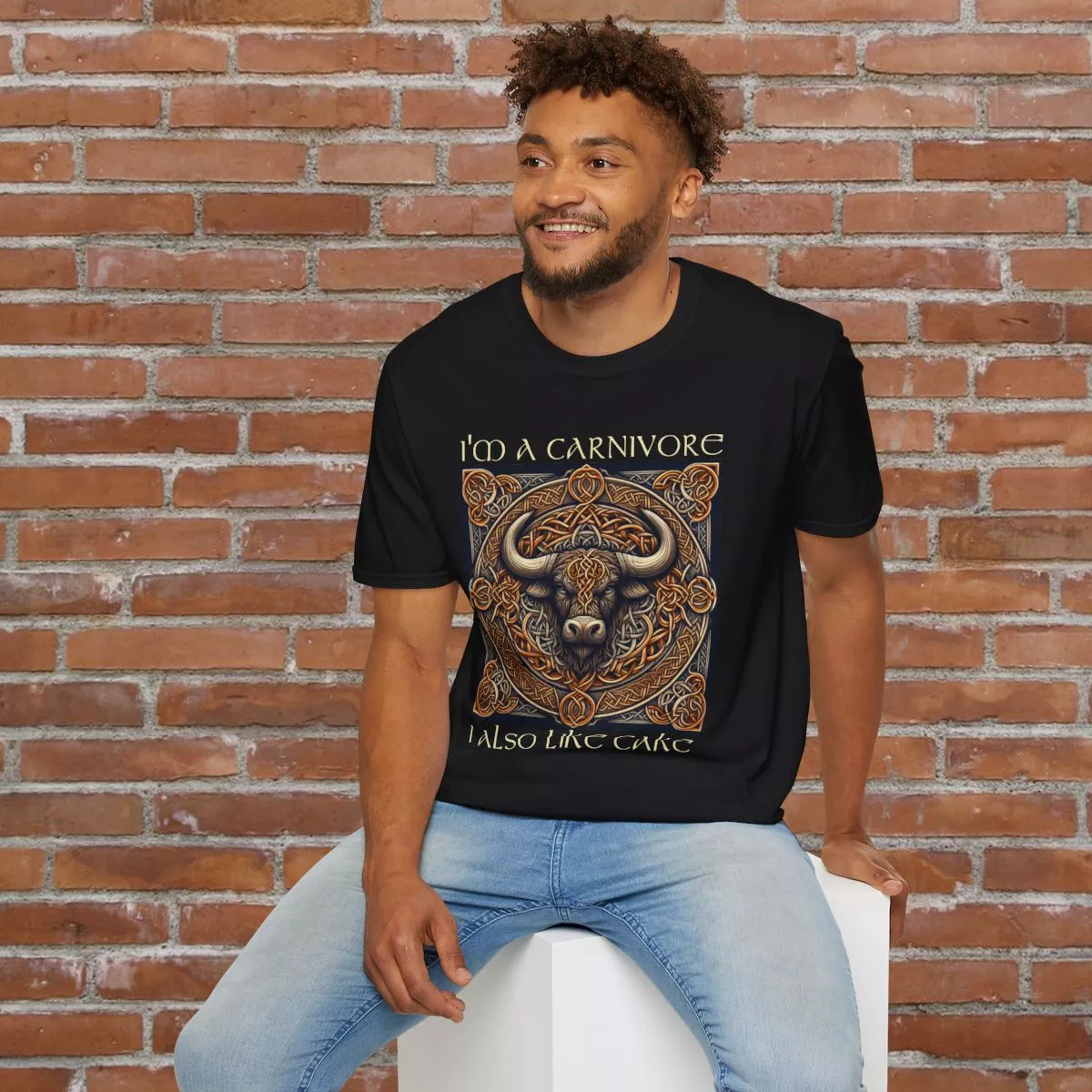 I'm A Carnivore Bull Artwork T-Shirt | Celtic Bull Illustration