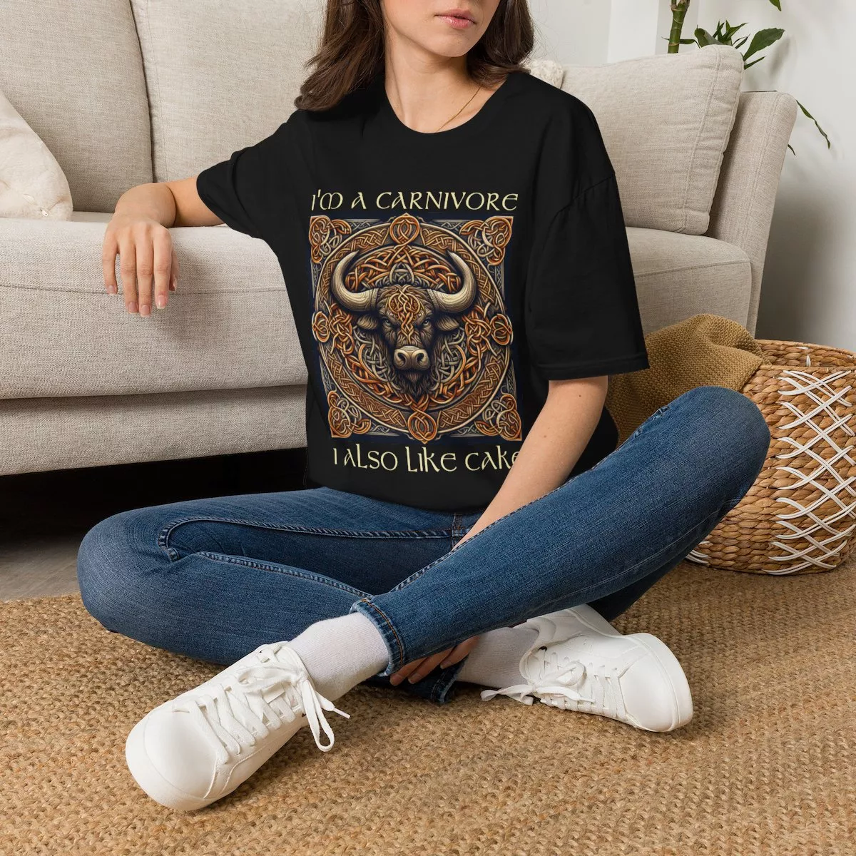 I'm A Carnivore Bull Artwork T-Shirt | Celtic Bull Illustration