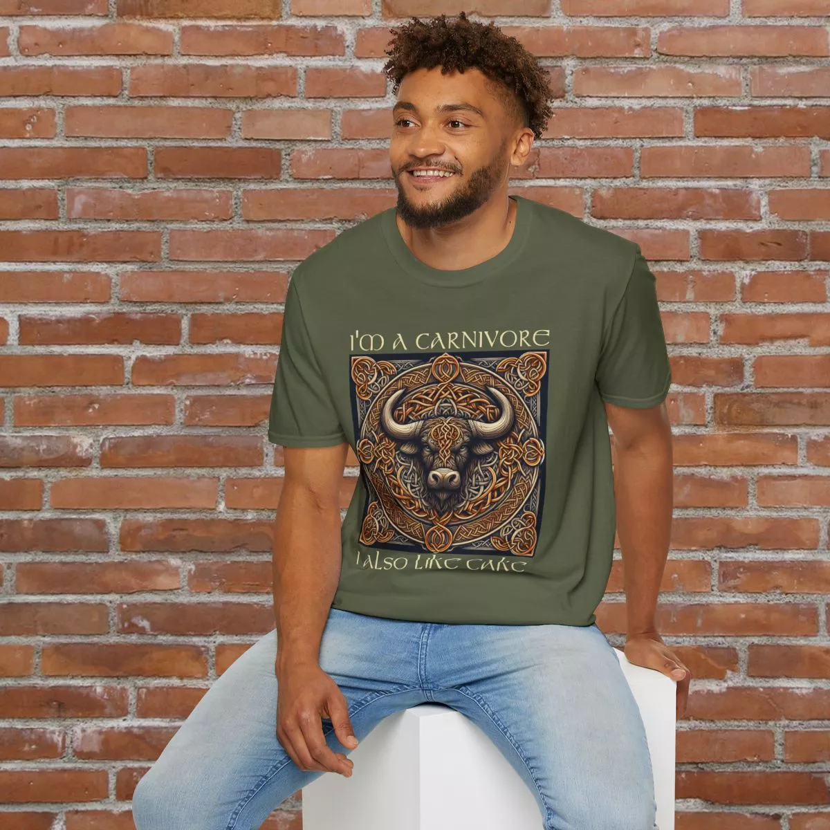 I'm A Carnivore Bull Artwork T-Shirt | Celtic Bull Illustration