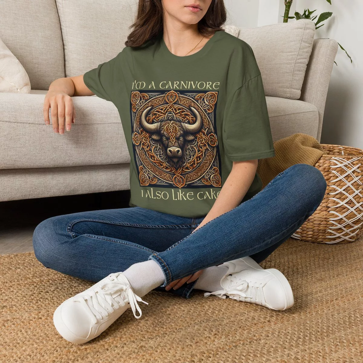 I'm A Carnivore Bull Artwork T-Shirt | Celtic Bull Illustration