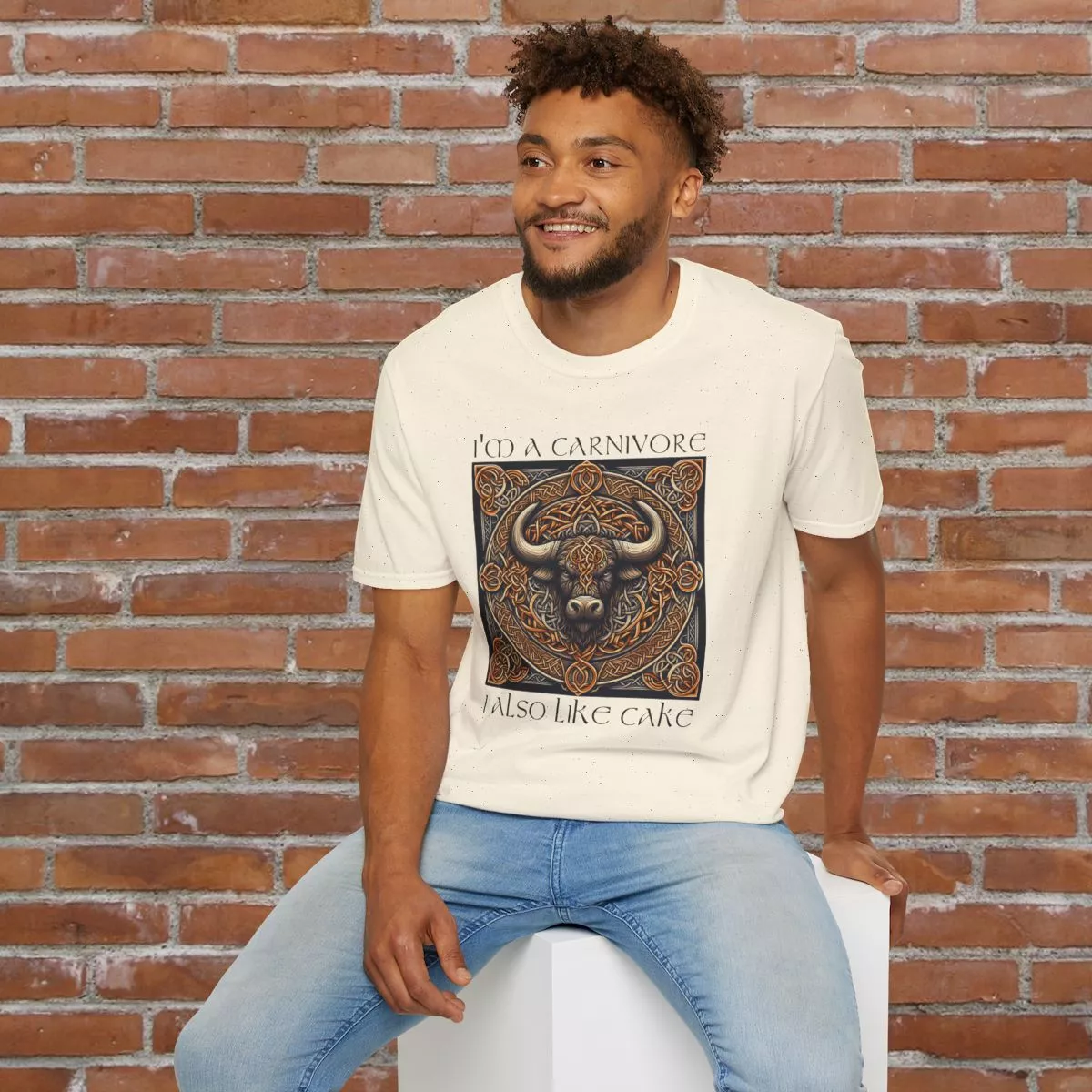 I'm A Carnivore Bull Artwork T-Shirt | Celtic Bull Illustration