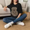 Ornate Acoustic Guitar Illustration T-Shirt | Vintage Floral Guitar Art