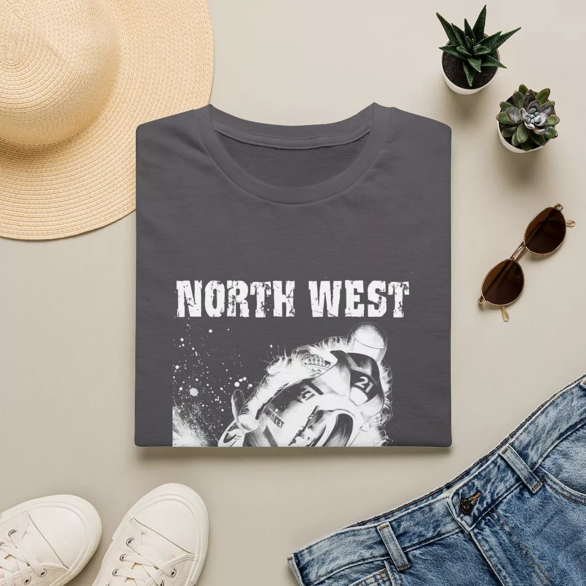 North West Motorcycle Racer T-Shirt | Vintage Bike NW200 Graphic