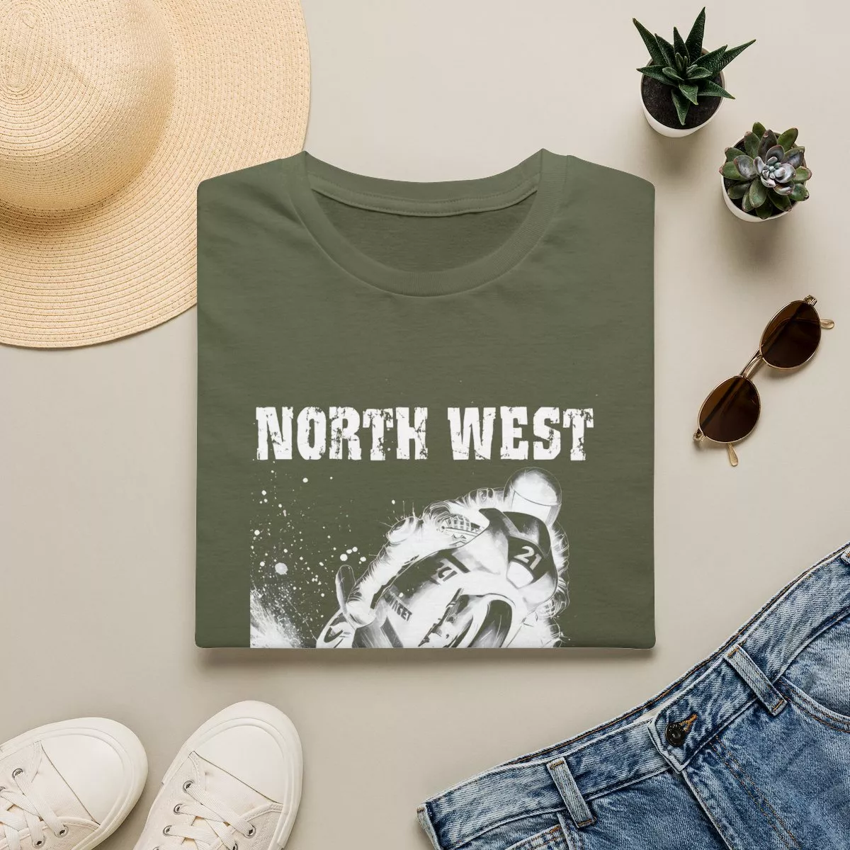 North West Motorcycle Racer T-Shirt | Vintage Bike NW200 Graphic