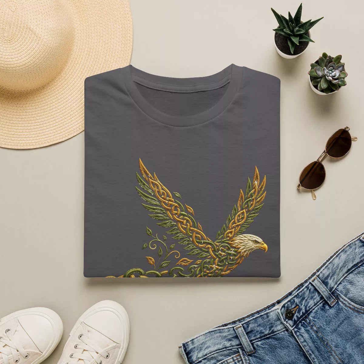 I Am Set Free Eagle T-Shirt | Celtic Tribal Winged Bird Design