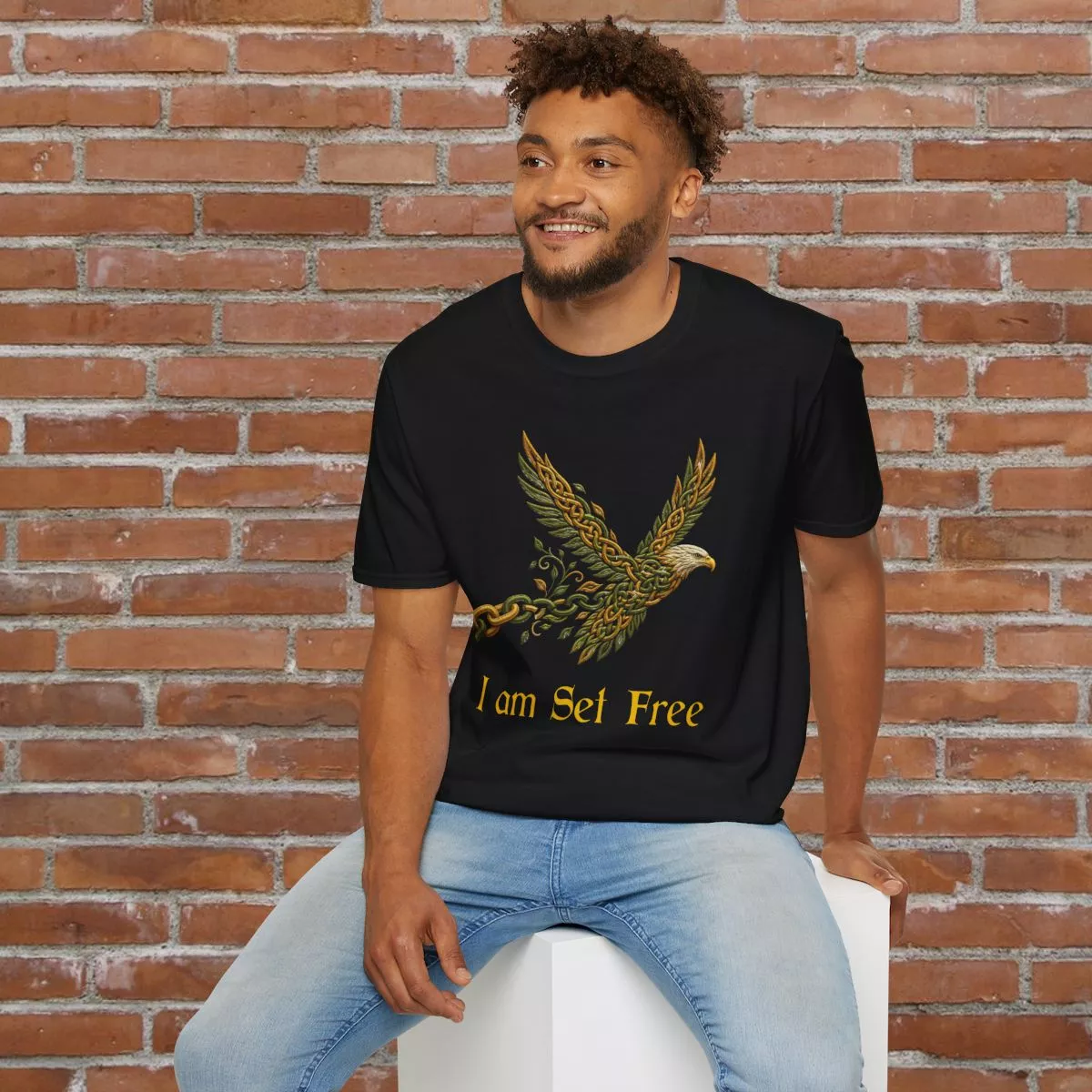 I Am Set Free Eagle T-Shirt | Celtic Tribal Winged Bird Design