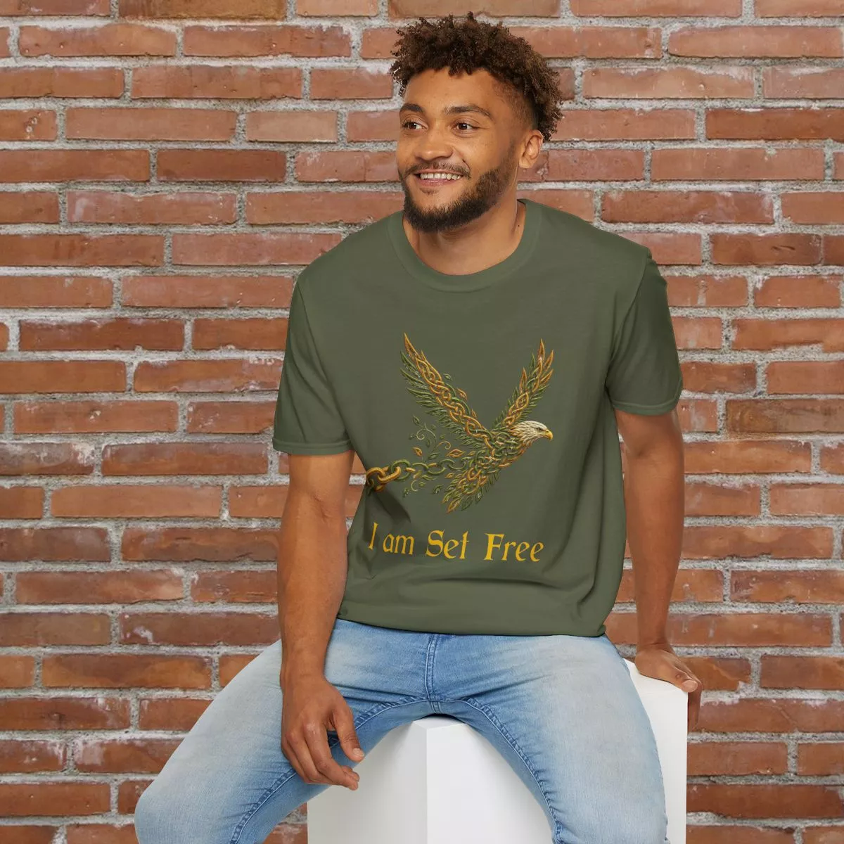 I Am Set Free Eagle T-Shirt | Celtic Tribal Winged Bird Design
