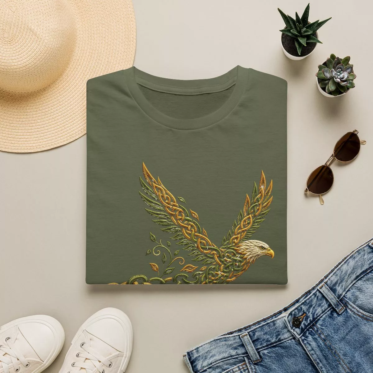 I Am Set Free Eagle T-Shirt | Celtic Tribal Winged Bird Design