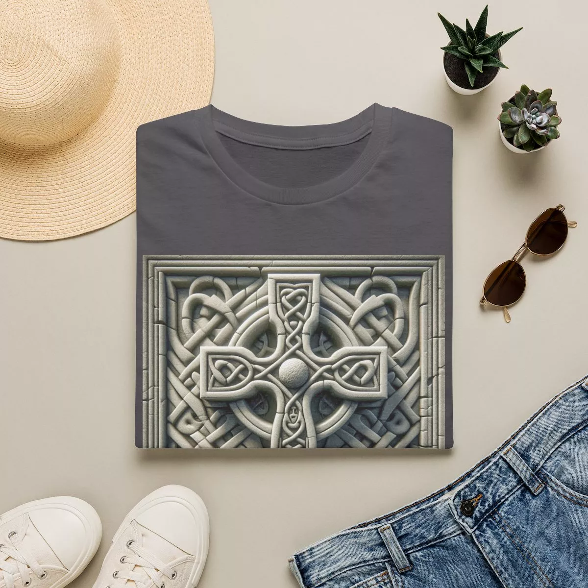 Stone Celtic Cross Knotwork T-Shirt | Ireland Celtic Knot Tee