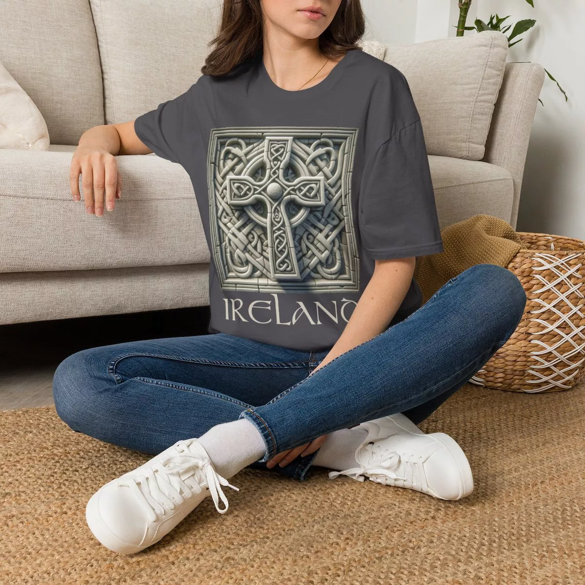 Stone Celtic Cross Knotwork T-Shirt | Ireland Celtic Knot Tee
