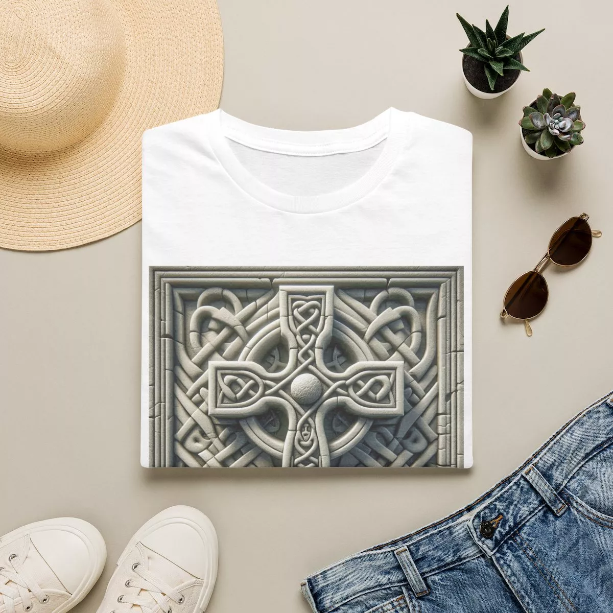 Stone Celtic Cross Knotwork T-Shirt | Ireland Celtic Knot Tee