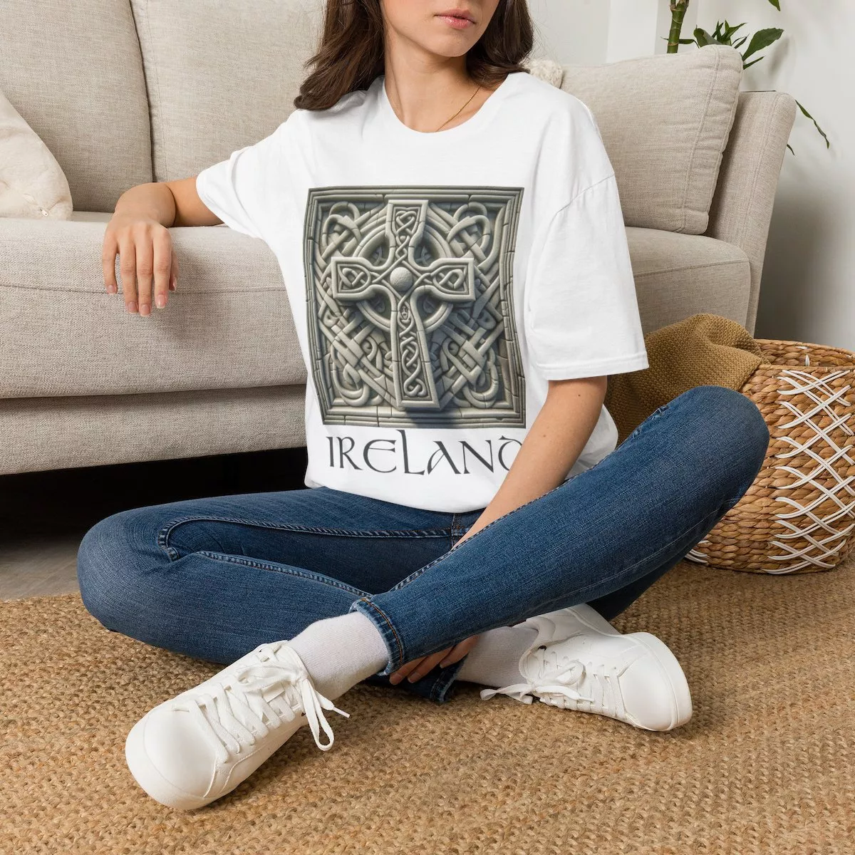 Stone Celtic Cross Knotwork T-Shirt | Ireland Celtic Knot Tee