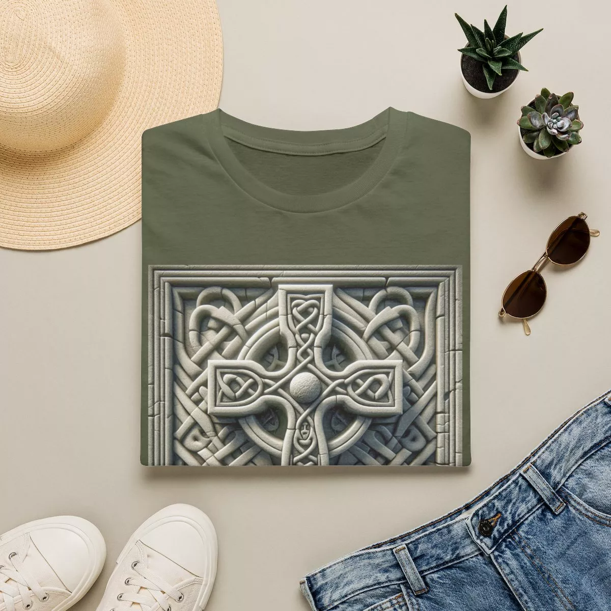 Stone Celtic Cross Knotwork T-Shirt | Ireland Celtic Knot Tee