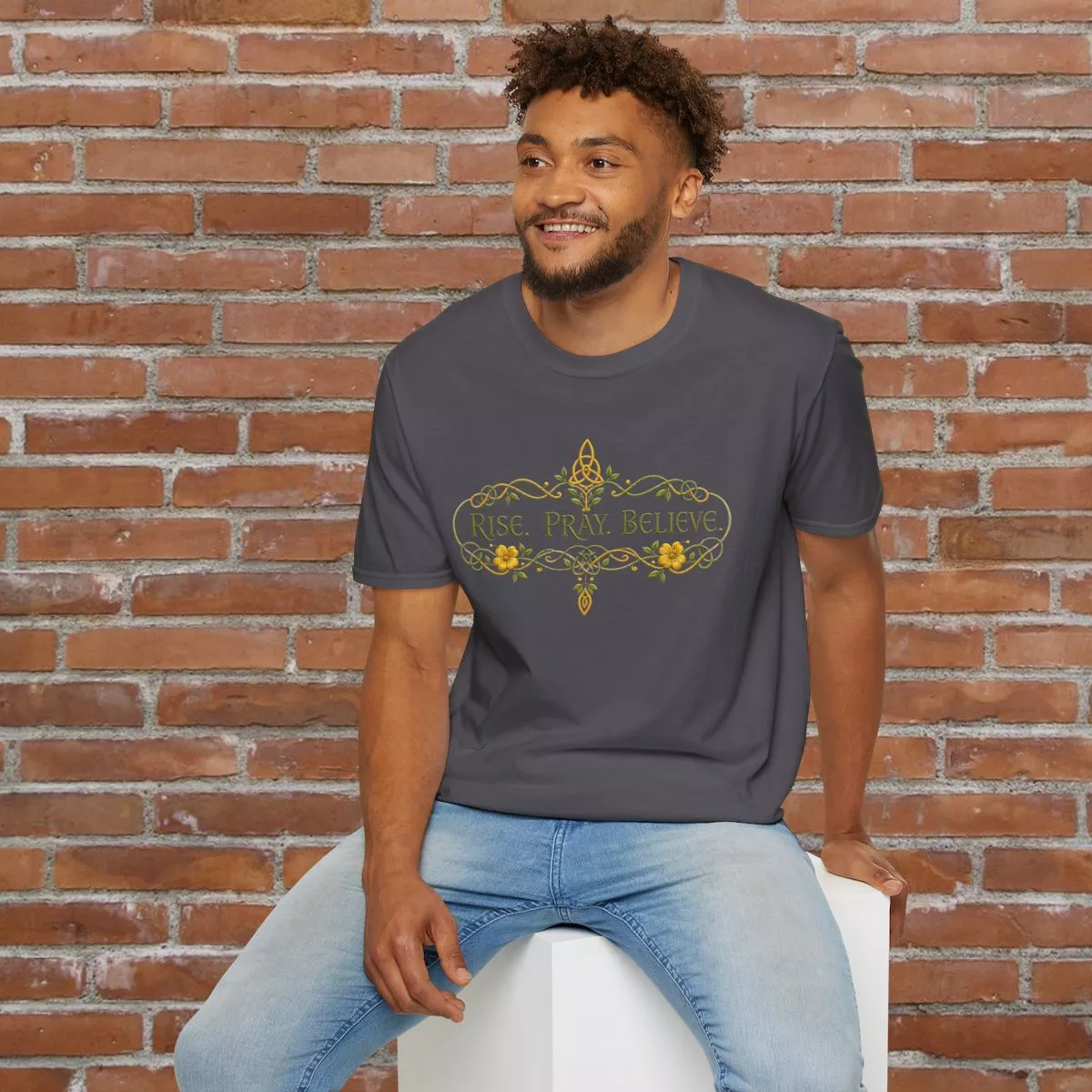 Rise Pray Believe T-Shirt | Floral Inspirational Faith Design