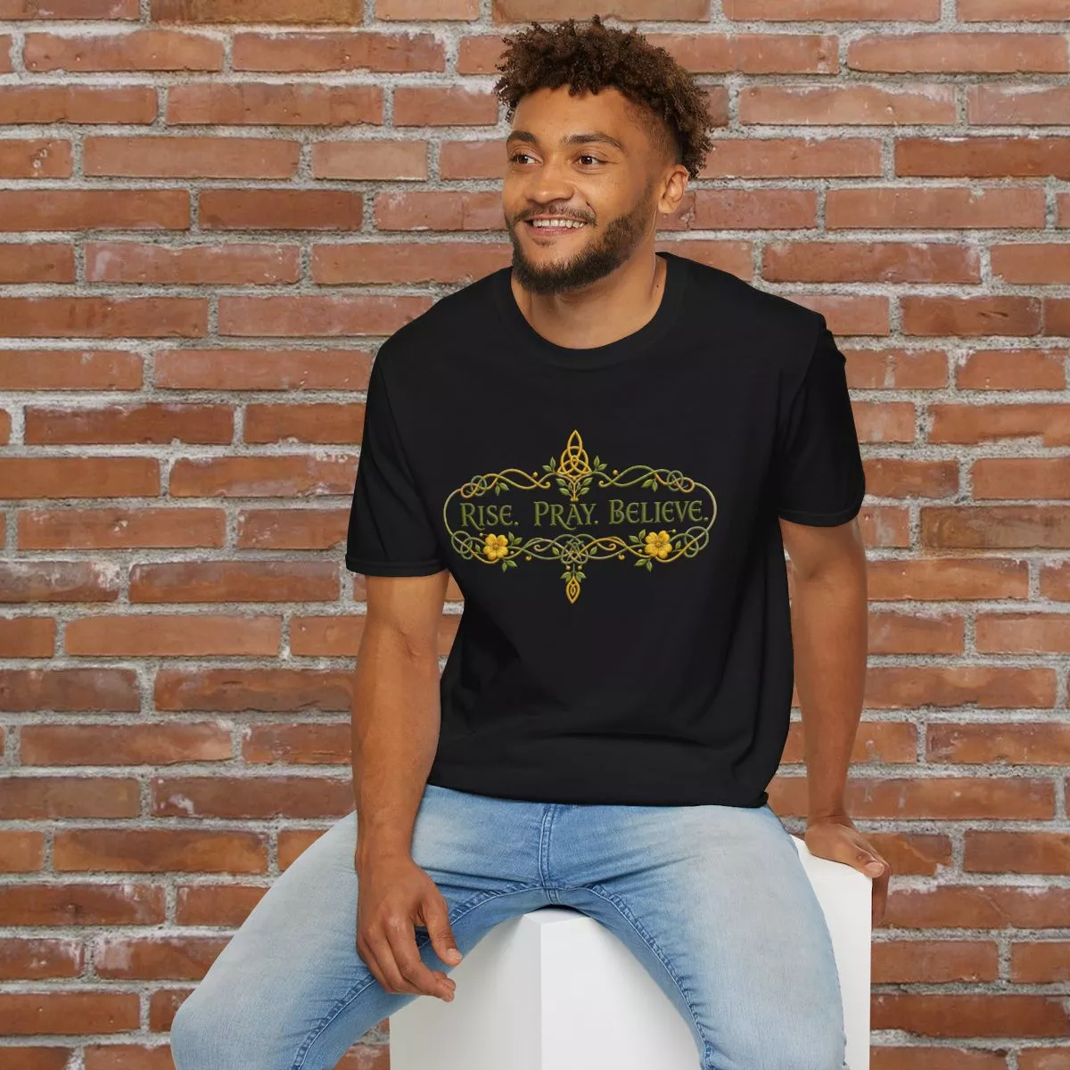 Rise Pray Believe T-Shirt | Floral Inspirational Faith Design