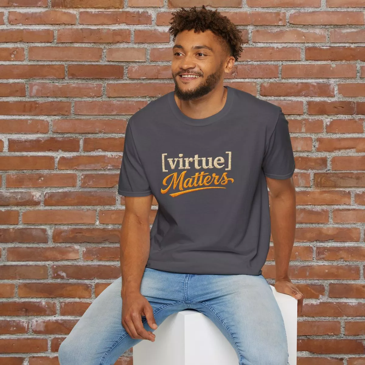Virtue Matters hand-lettered logo T-Shirt | Inspirational Typography Tee