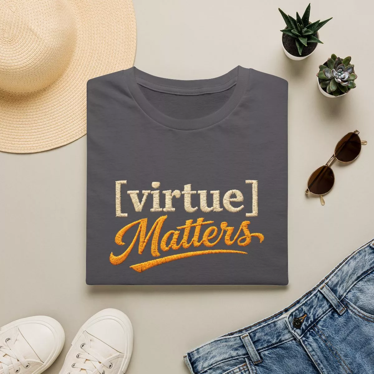 Virtue Matters hand-lettered logo T-Shirt | Inspirational Typography Tee