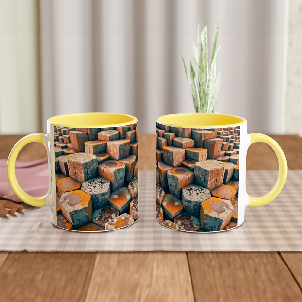 Two Mugs of the Giants Causeway on a placemat