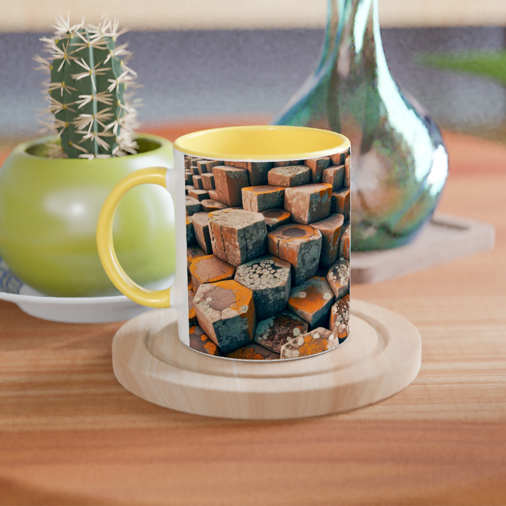 Mug of the Giants Causeway on a table