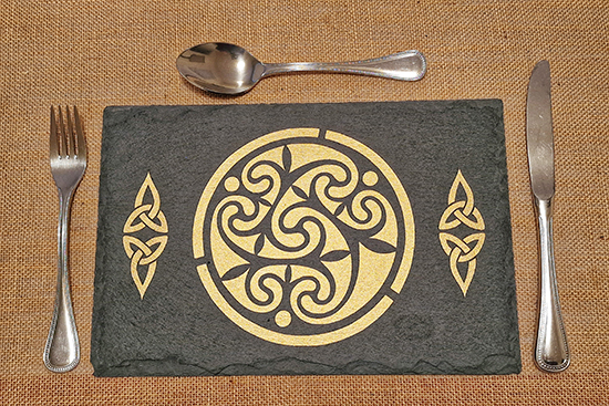Engraved and painted celtic knot placemat