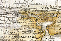 1794 Rocque Wall Map of Ireland cork