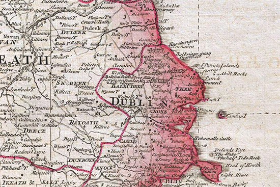 1794 Rocque Wall Map ofIreland Detail