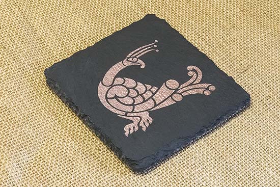 Buy Celtic Pictish Eagle engraved and painted slate coaster