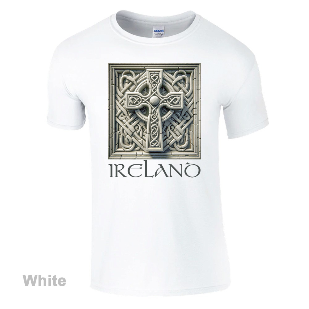 Irish Celtic Cross with 3D effect Stone T-Shirt Softstyle - Celtic Cross Collection