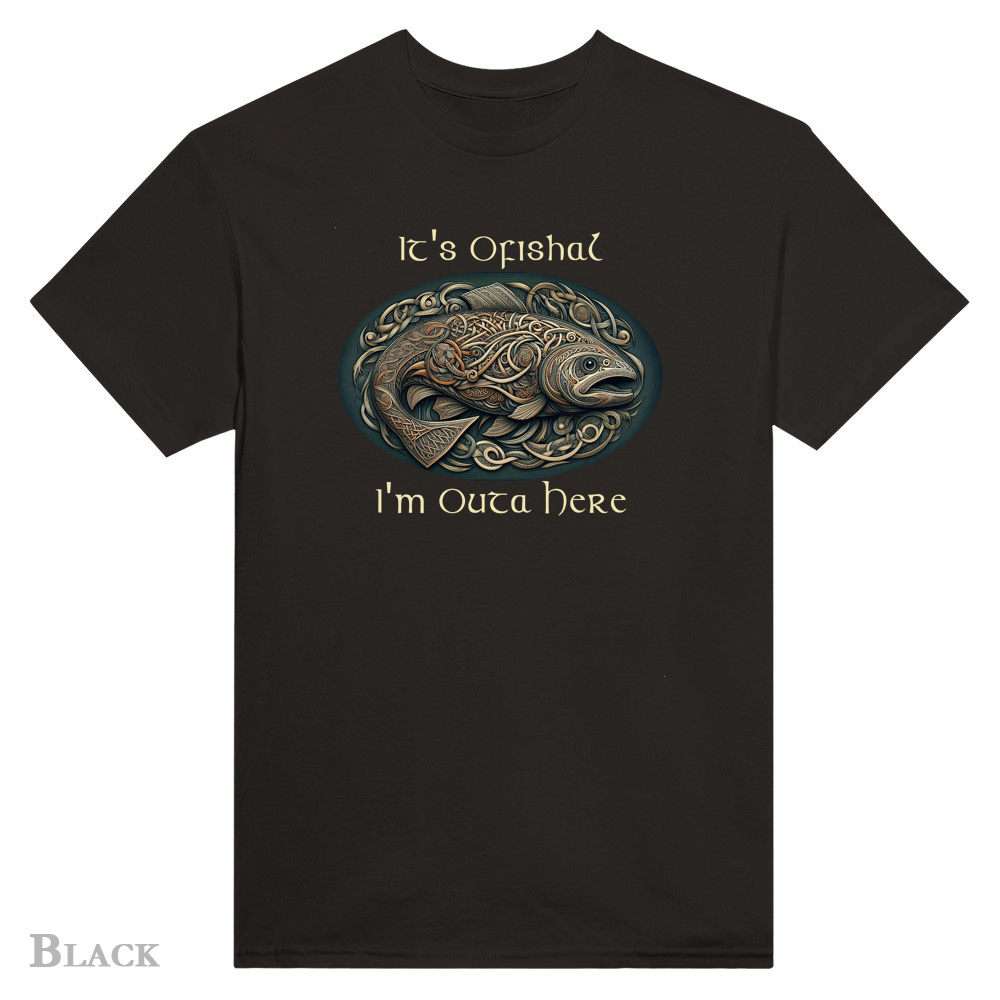 Black T-Shirt - Celtic Salmon