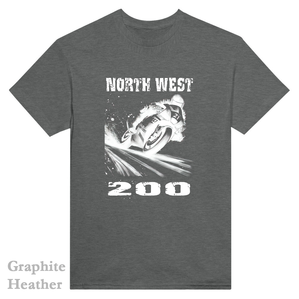Graphite Heather T-Shirt - North West 200 bike Design