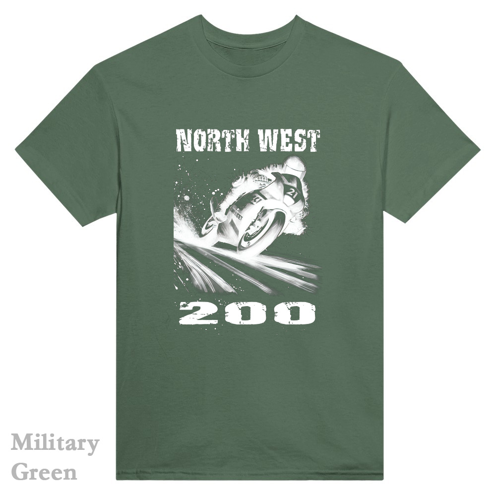 Military Green T-Shirt - North West 200 bike Design