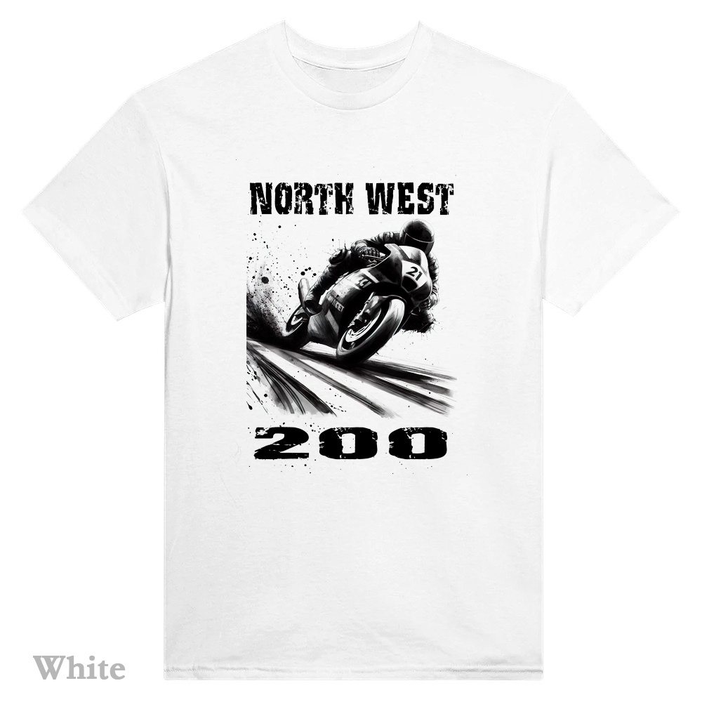 White T-Shirt - North West 200 bike Design
