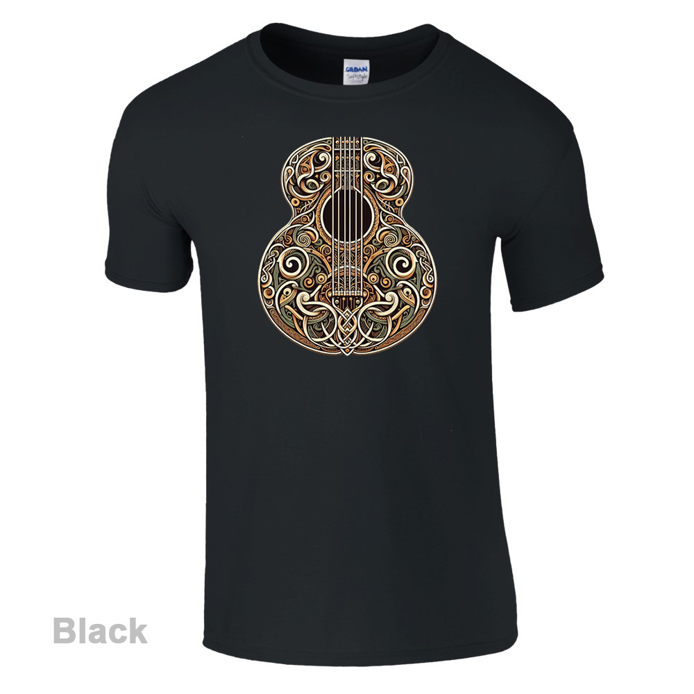 Black T-Shirt - Celtic Guitar design