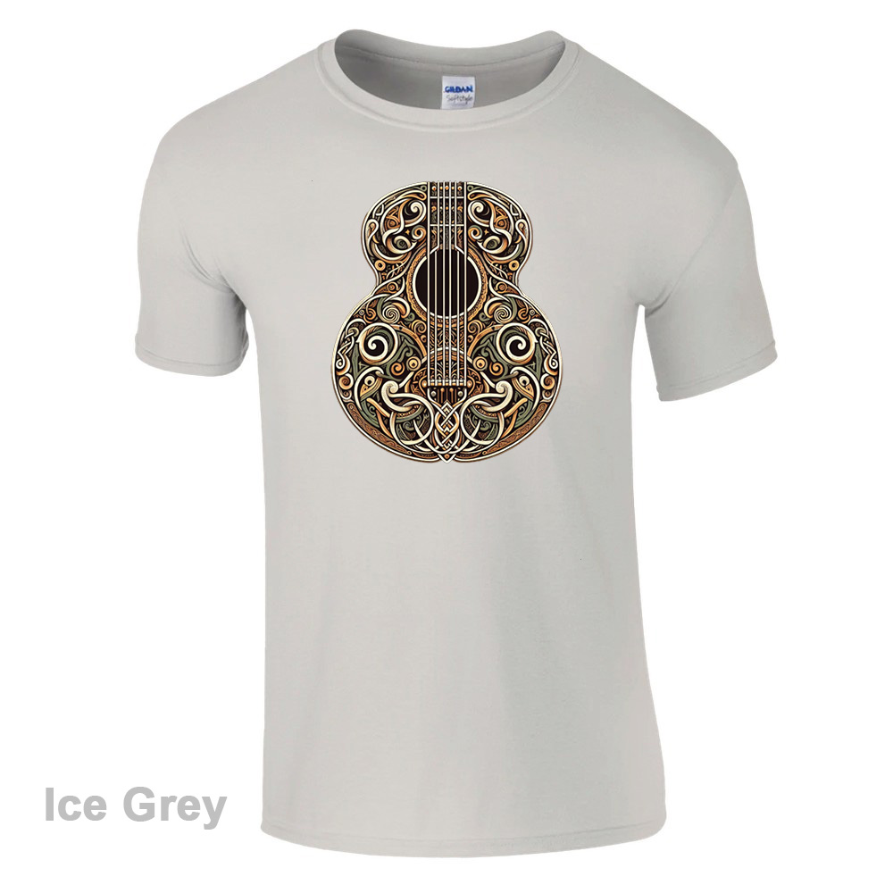 Ice Grey T-Shirt - Celtic Guitar design