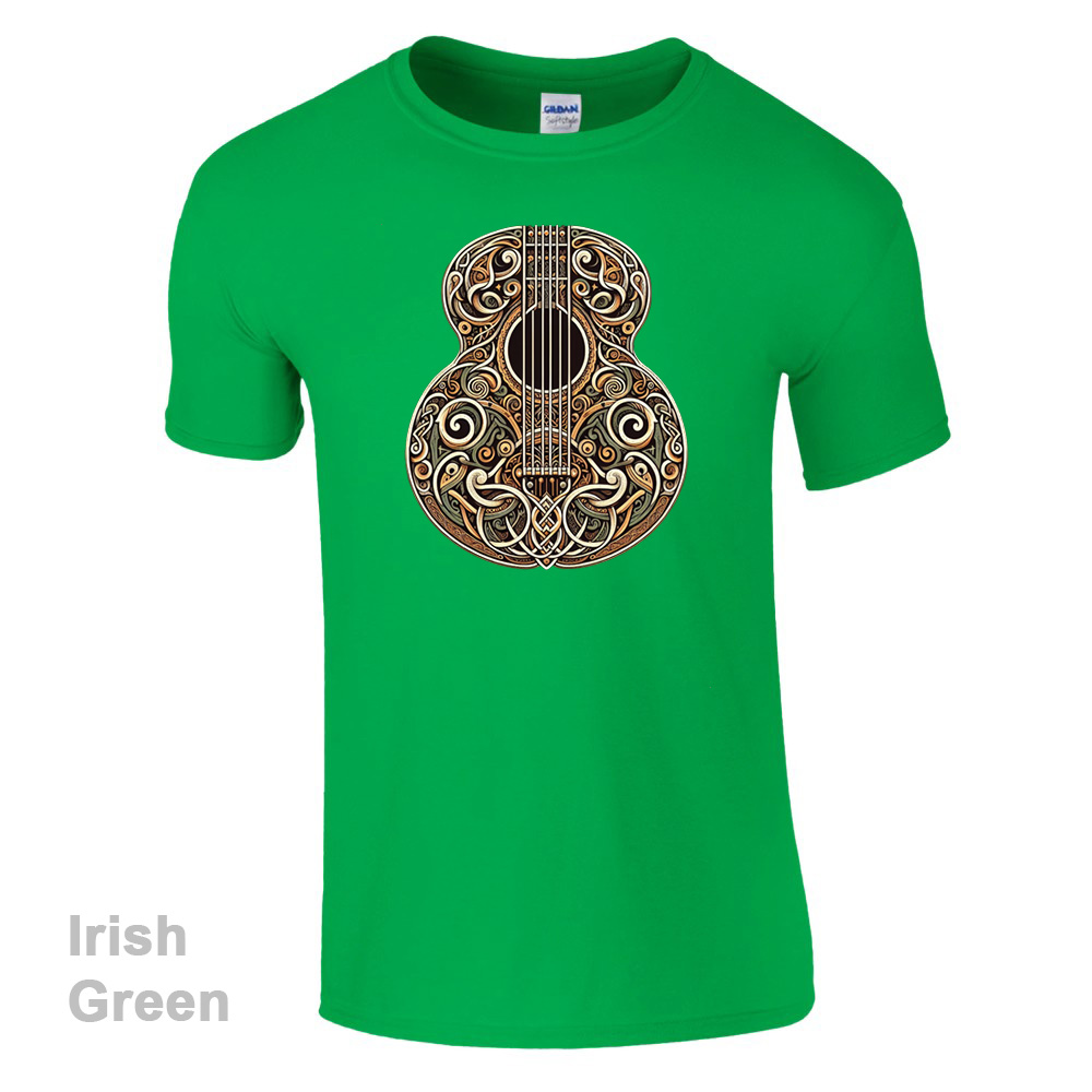 Irish Green T-Shirt - Celtic Guitar design