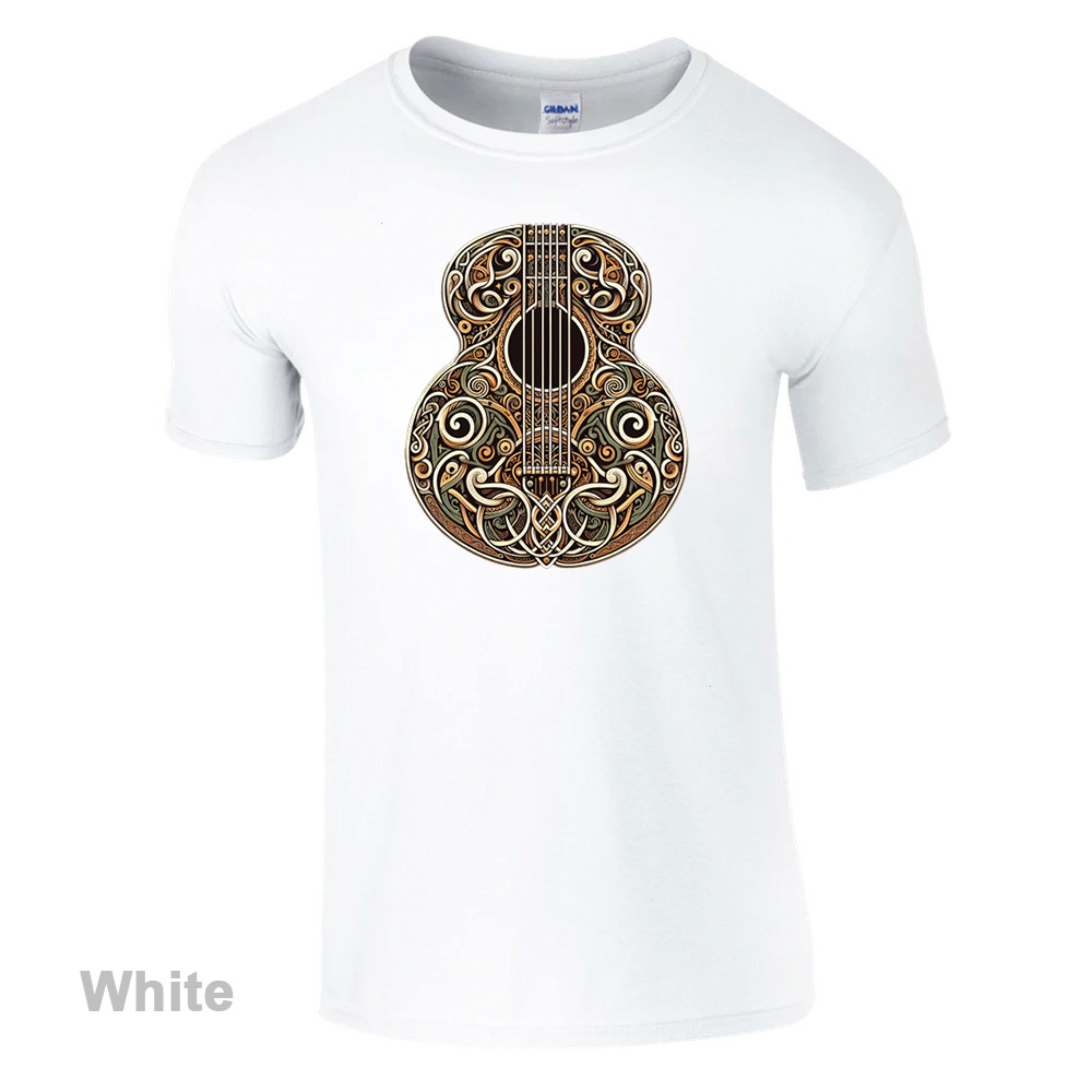 White T-Shirt - Celtic Guitar design