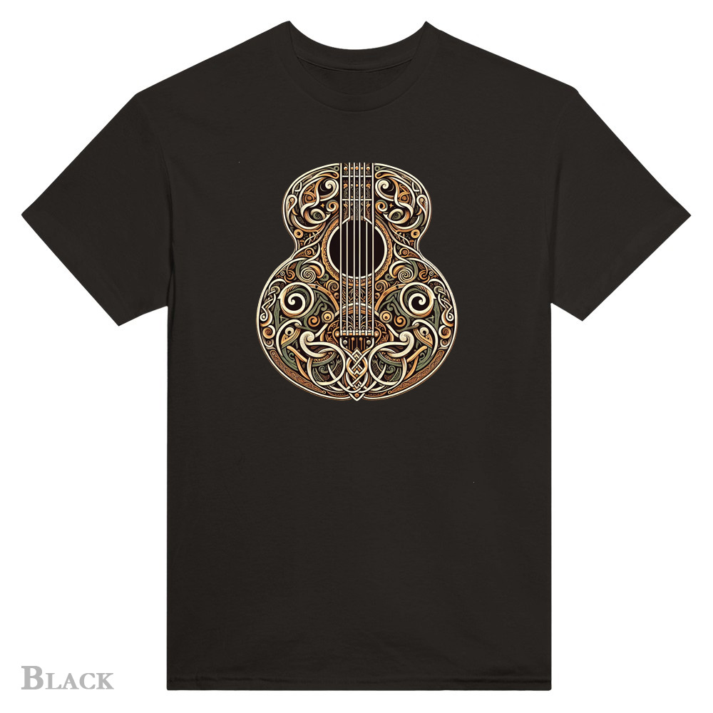 Black T-Shirt - Celtic Guitar design