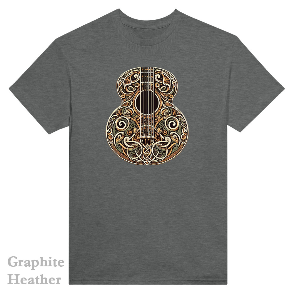 Graphite Heather T-Shirt - Celtic Guitar design