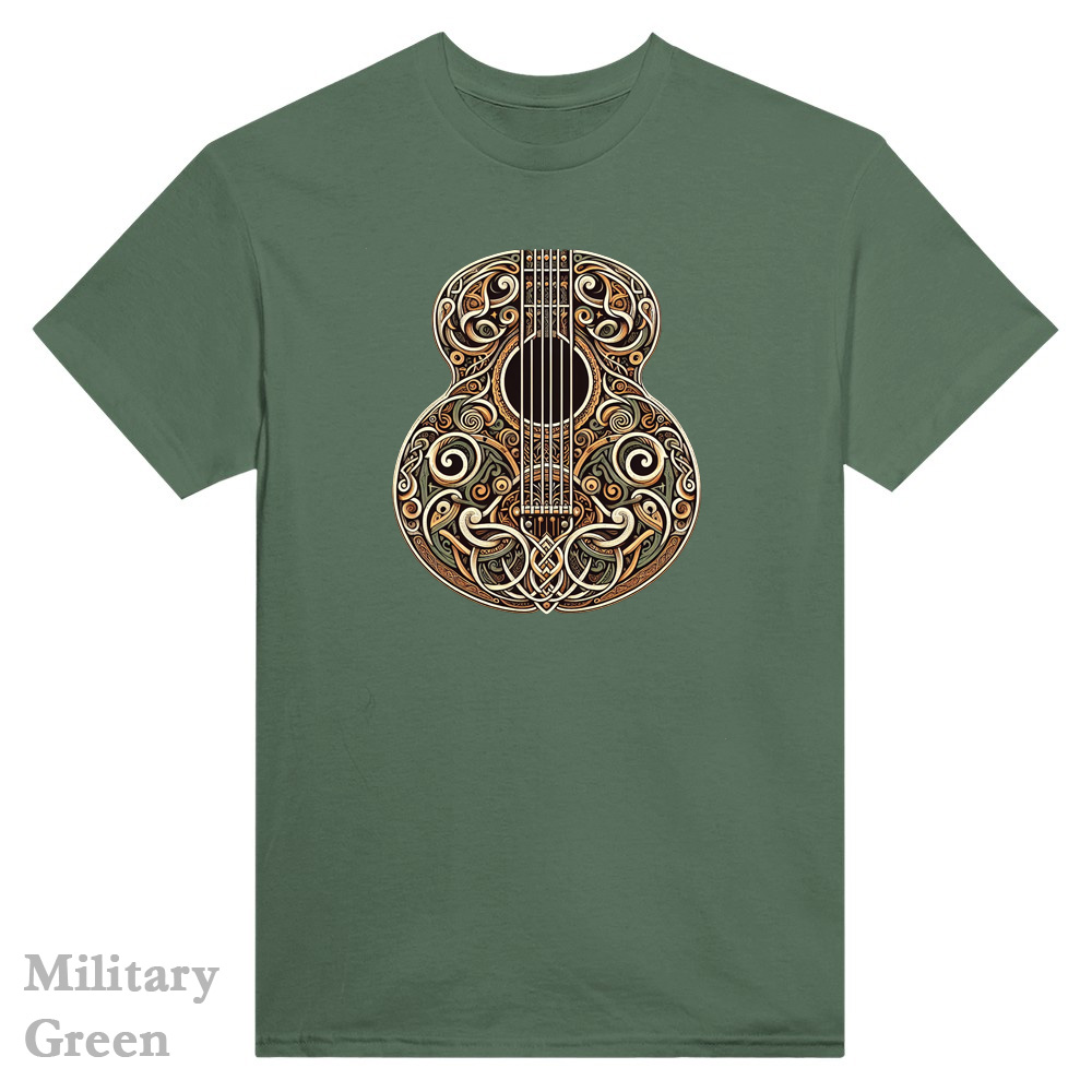 Military Green T-Shirt - Celtic Guitar design