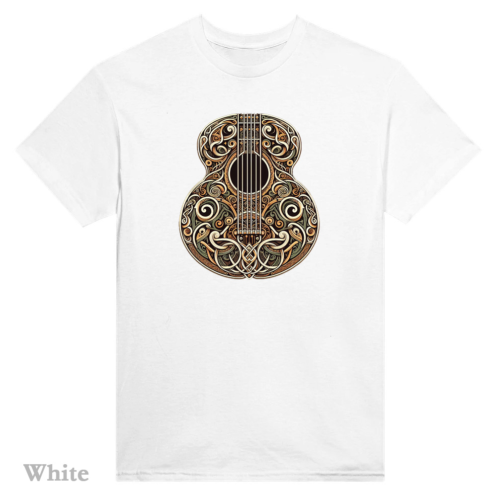 White T-Shirt - Celtic Guitar design