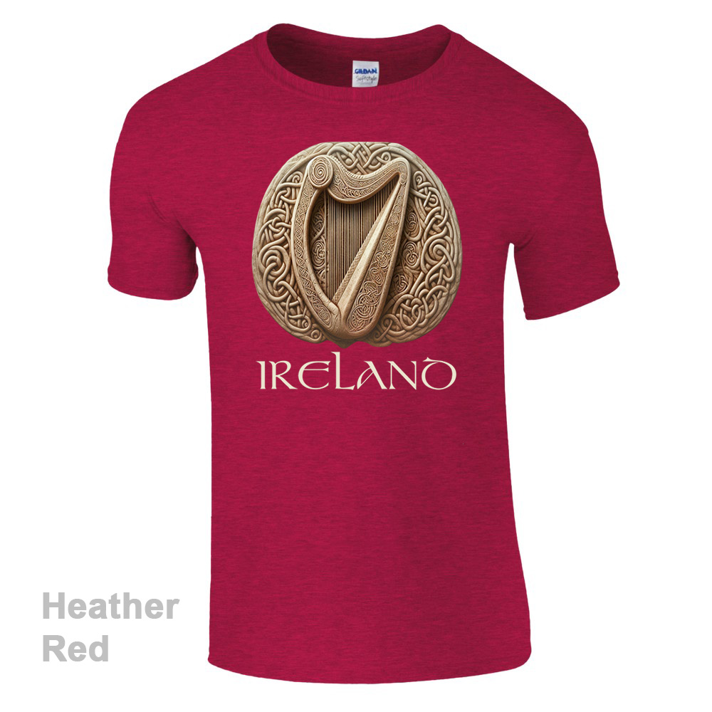 Heather red - Celtic Harp T-Shirt - Irish Crish Celtic Harp Collection